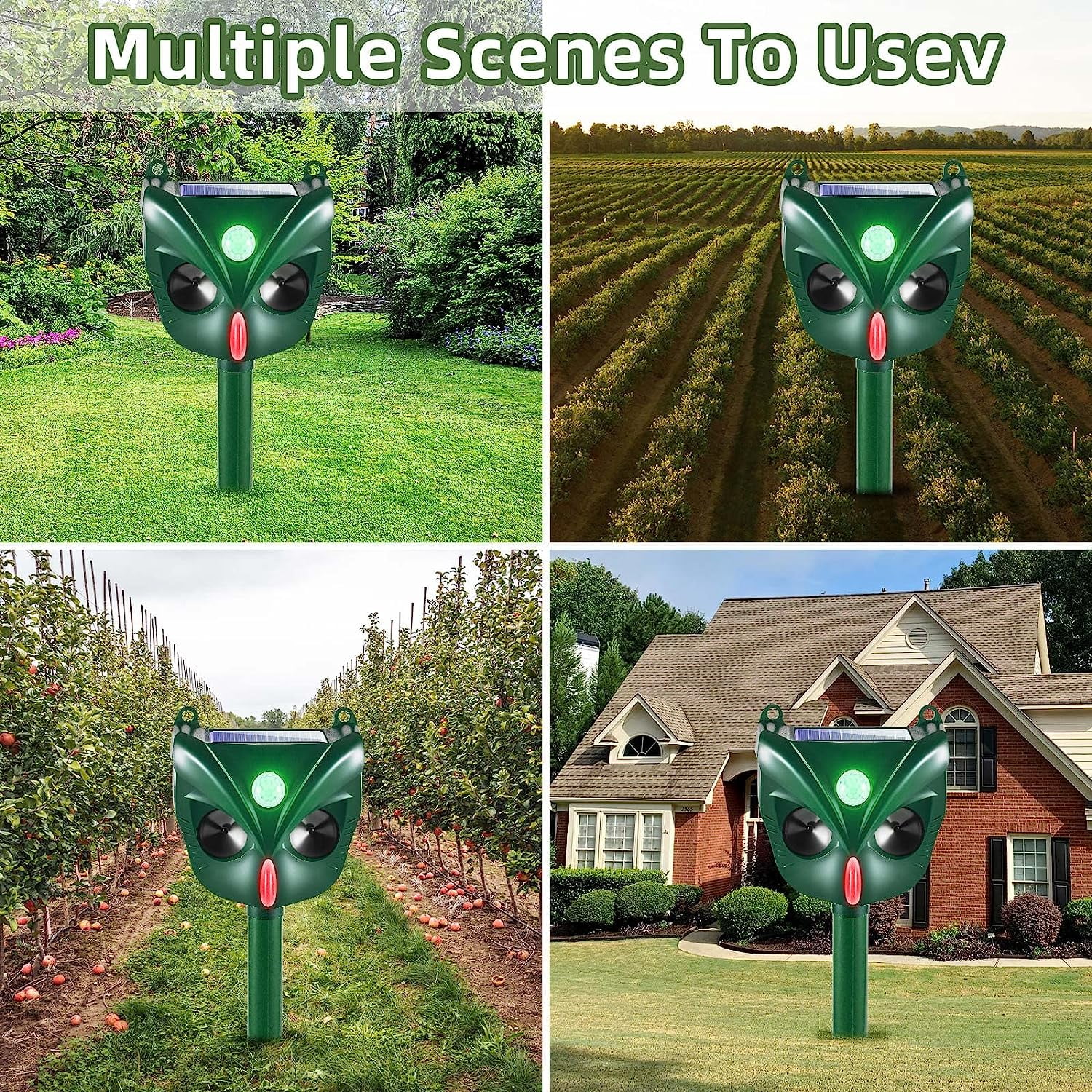 KingFurt  2-Pack Solar Ultrasonic Animal Repeller with Motion Detector and Flashing Lights, Waterproof