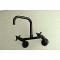 thumbnail image 2 of Kingston Brass Concord 8-Inch Adjustable Center Wall Mount Kitchen Faucet, Matte Black, 2 of 5