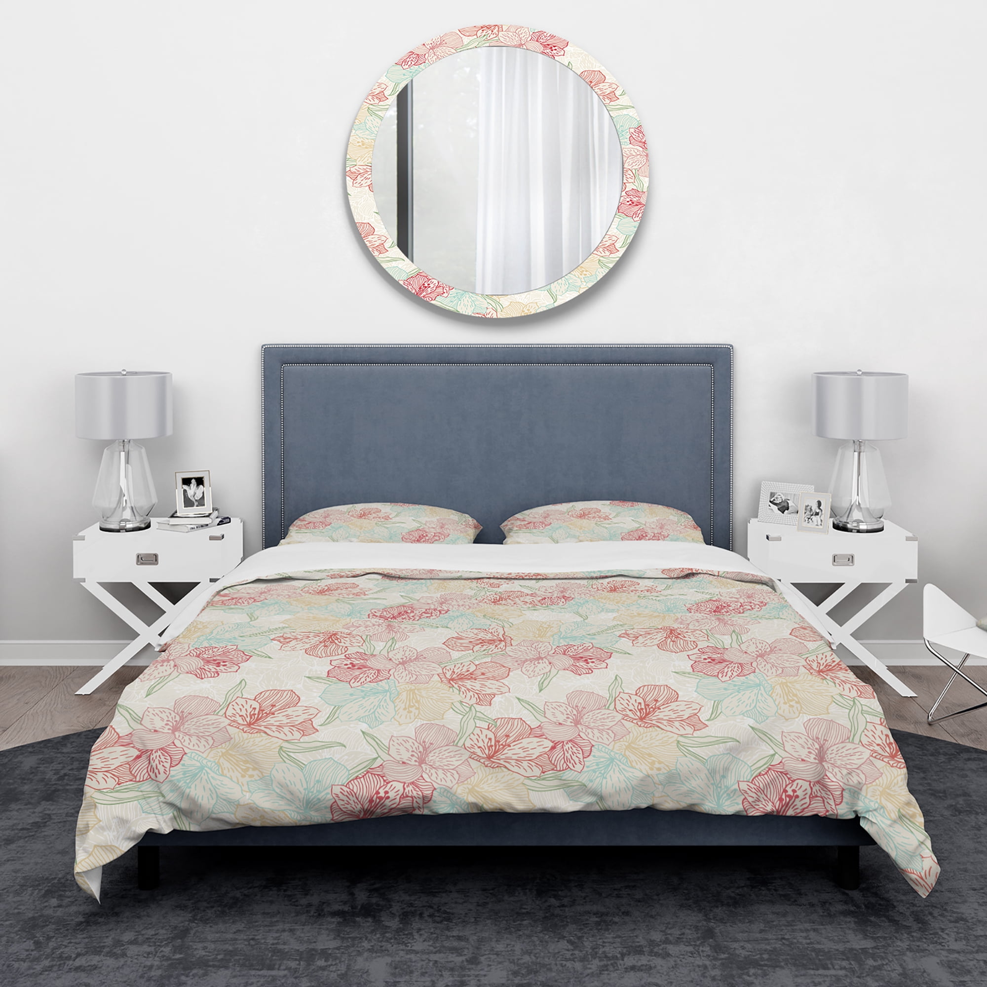 Designart 'Abstract Flower Pattern with Orchid' Modern & Contemporary Duvet Cover Set