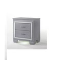 thumbnail image 6 of Beautiful 3pc King Size LED Upholstered HB Bed Chest Nightstand Wood Bedroom Furniture Set, 6 of 7