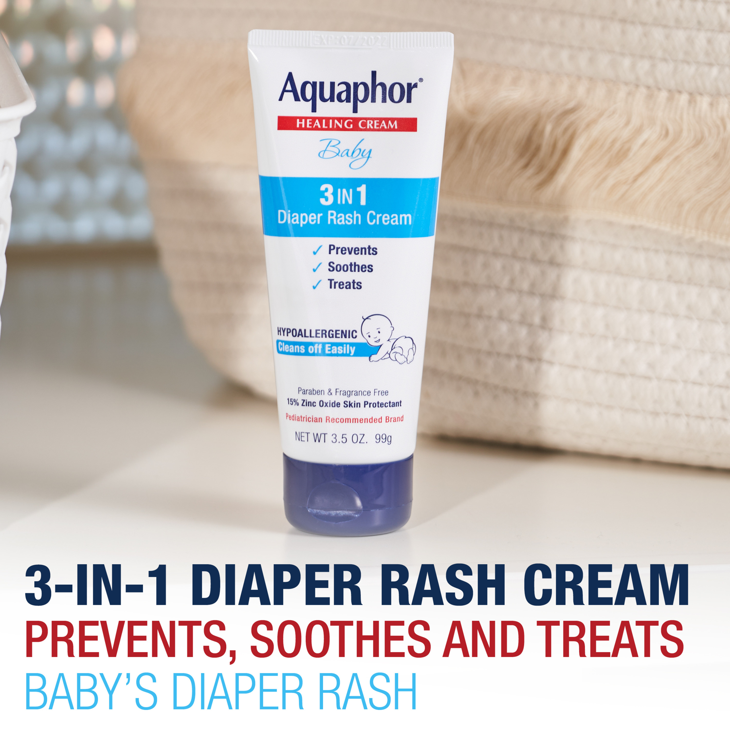 Aquaphor Baby Diaper Rash Cream, 3-in-1 Diaper Rash Relief, 3.5 Oz Tube - image 4 of 14