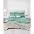thumbnail image 3 of Green Coastal Summer Quilt Set Twin Size, Soft Microfiber Quilted Bedding Set with 2 Pillow Shams, Summer Beach Nautical Abstract Art Lightweight All Season Bedspread Coverlet for Bedroom 68"x86", 3 of 6