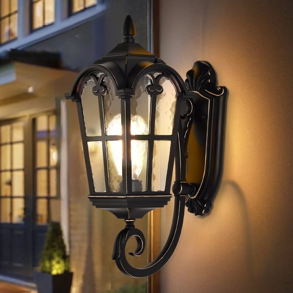 ASHOP Halogen Outdoor Wall Lantern, 60 Watts, Waterproof with Water Ripple Glass for House, Garage, Patio