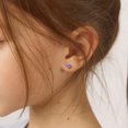 thumbnail image 3 of Boucles d'Oreilles Solitaire Cœur en Zircon Cubique Alexandrite Simulée à Vis - Argent Sterling, 3 of 6