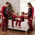thumbnail image 4 of Family Matching Christmas Pajamas Letter Santa Print Tops Plaid Pants Sleepwear Set, 4 of 7