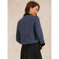 thumbnail image 4 of DARING DIVA Tweed Blazer Vintage Button Work Office Short Jacket XS Blue, 4 of 6