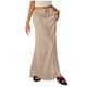thumbnail image 3 of TaTaai Women's High Waist Maxi Skirt Solid Color Linen Feel Elastic Waist with Side Slit A-Line Casual Long Skirt Summer Gift, 3 of 5