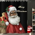 thumbnail image 2 of Black Santa Shower Curtain, Christmas Claus Merry Xmas Pattern Snowflake Pine Tree Holiday Bath Curtain Waterproof Fabric with Hooks for Home Decor, 72Wx72H, 2 of 6