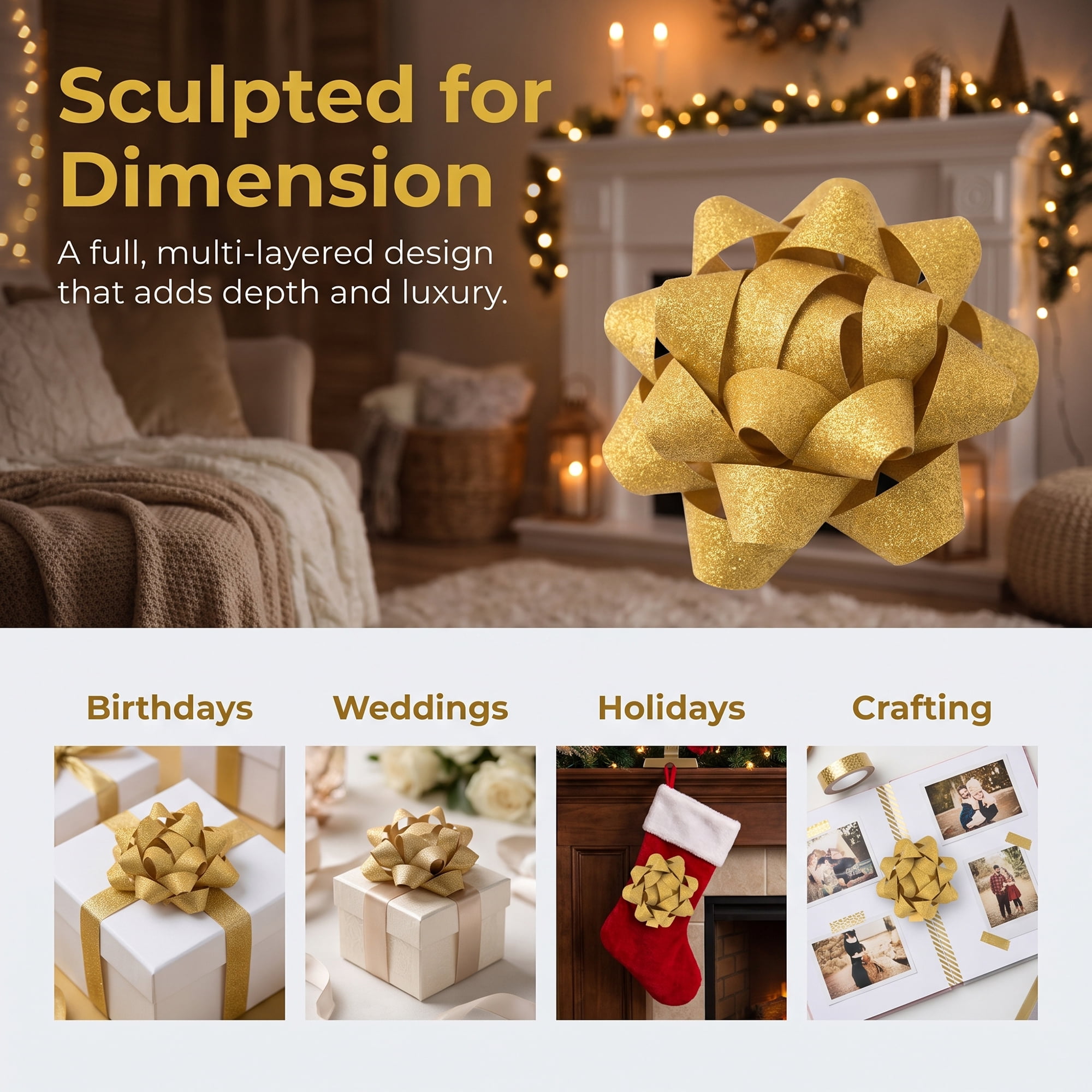 Unique Bargains Pre-Made Gift Bows for Creative Gift Wrapping and Decoration Yellow