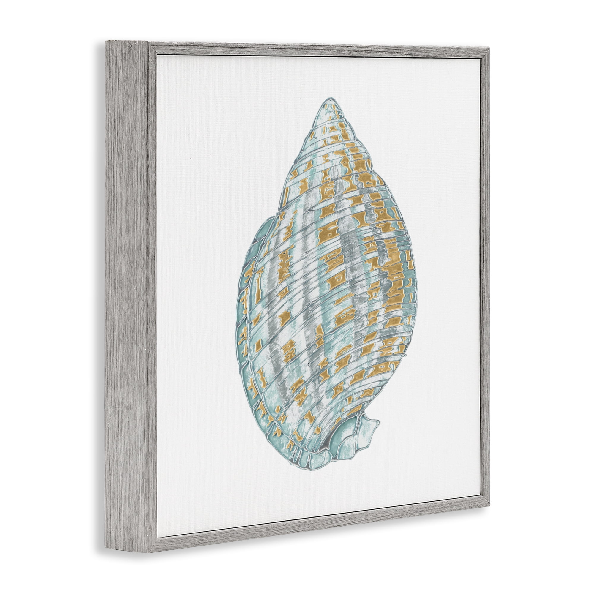 Stupell Industries Regal Shells Spiral Gray Framed Giclee Art, design by Lorenzo Collective