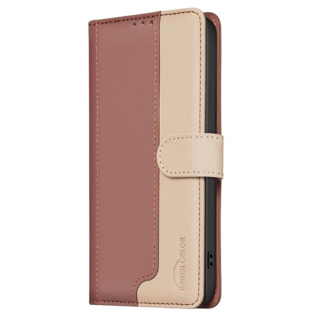 Premium RFID Blocking Wallet Case for Motorola Moto G35 5G with 3 Card Slots & Stand Brown