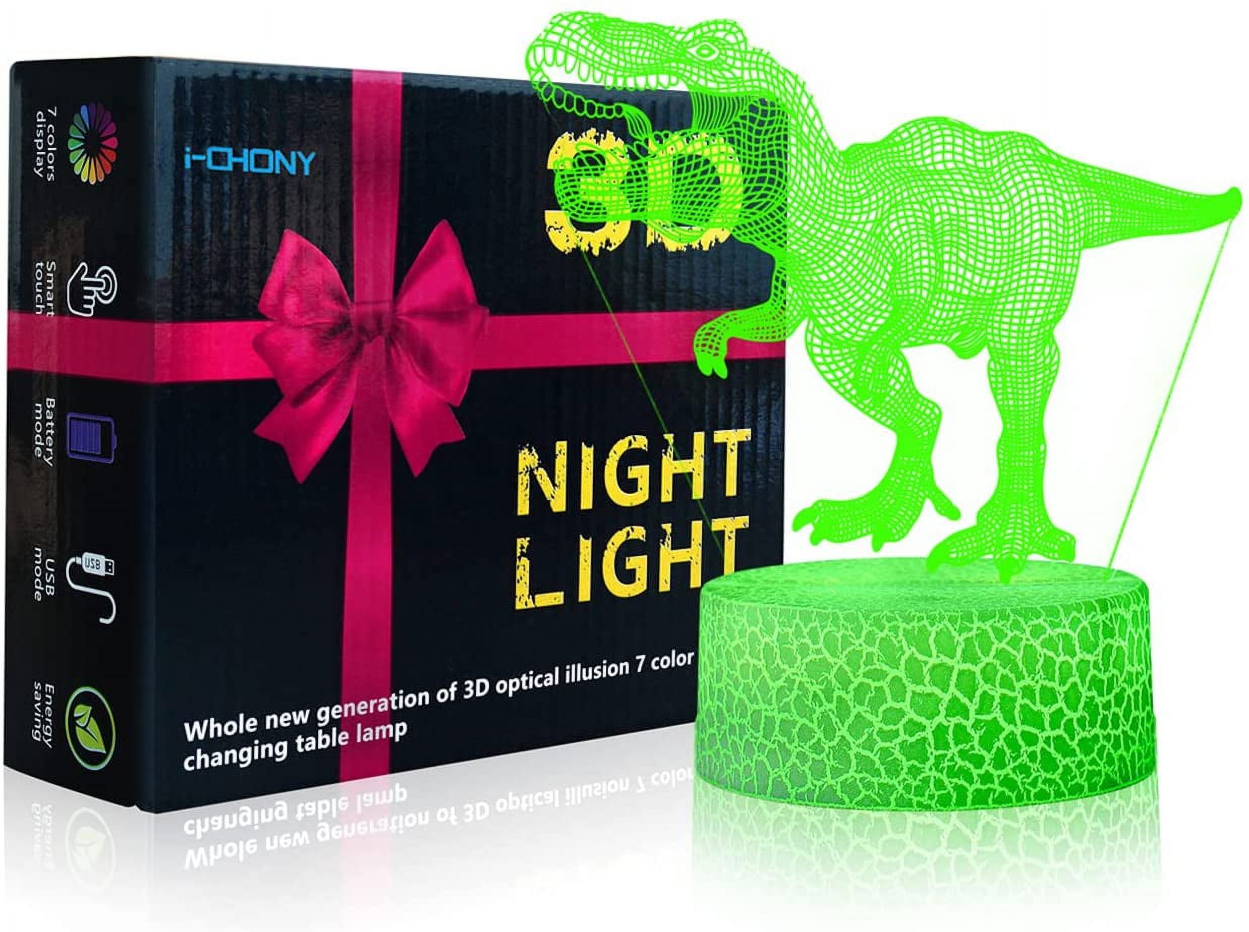 SHAANXIXIAN Dinosaur Toy T-Rex 3D Night Light for Kids 16 Colors Dimmable Dinosaur Led Light with Remote & Smart Touch & USB Cable - Dino Gift for Adults Teens Boys Girls Birthday Christmas