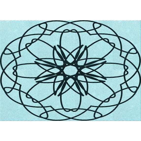 Ahgly Company Indoor Rectangle Patterned Deep-Sea Green Area Rugs, 8' x 12'