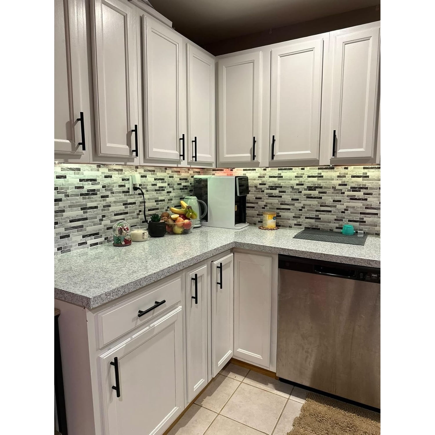 Thicker Design Peel and Stick Tile Backsplash, 12”×12”Stick on Backsplash for Kitchen, Self Adhesive Tile for Kitchen Backsplash and Bathroom(10 Sheets, Carrara Grey)