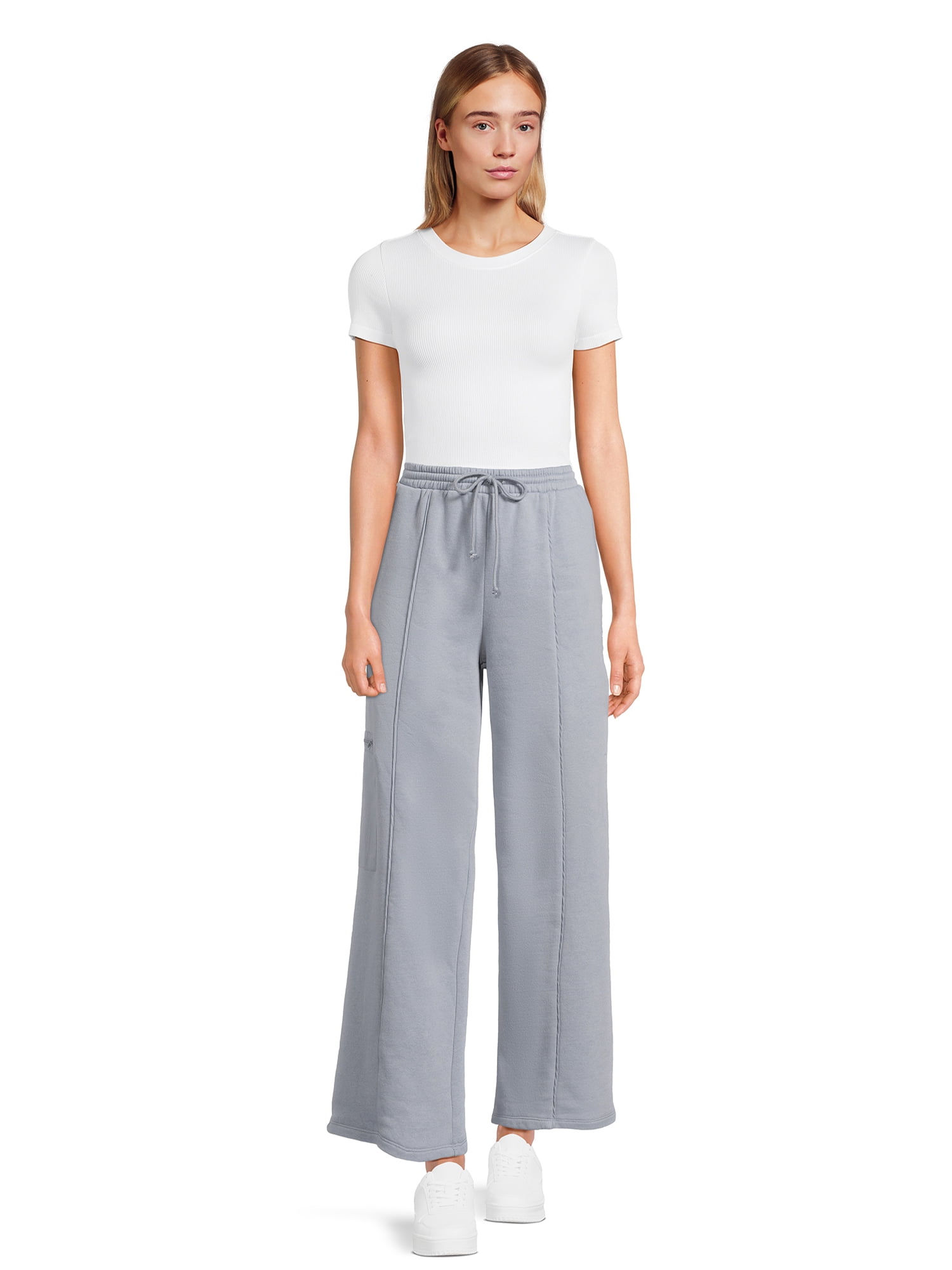 Self Esteem Juniors Wide Leg Fleece Cargo Pants, Sizes XS-XL