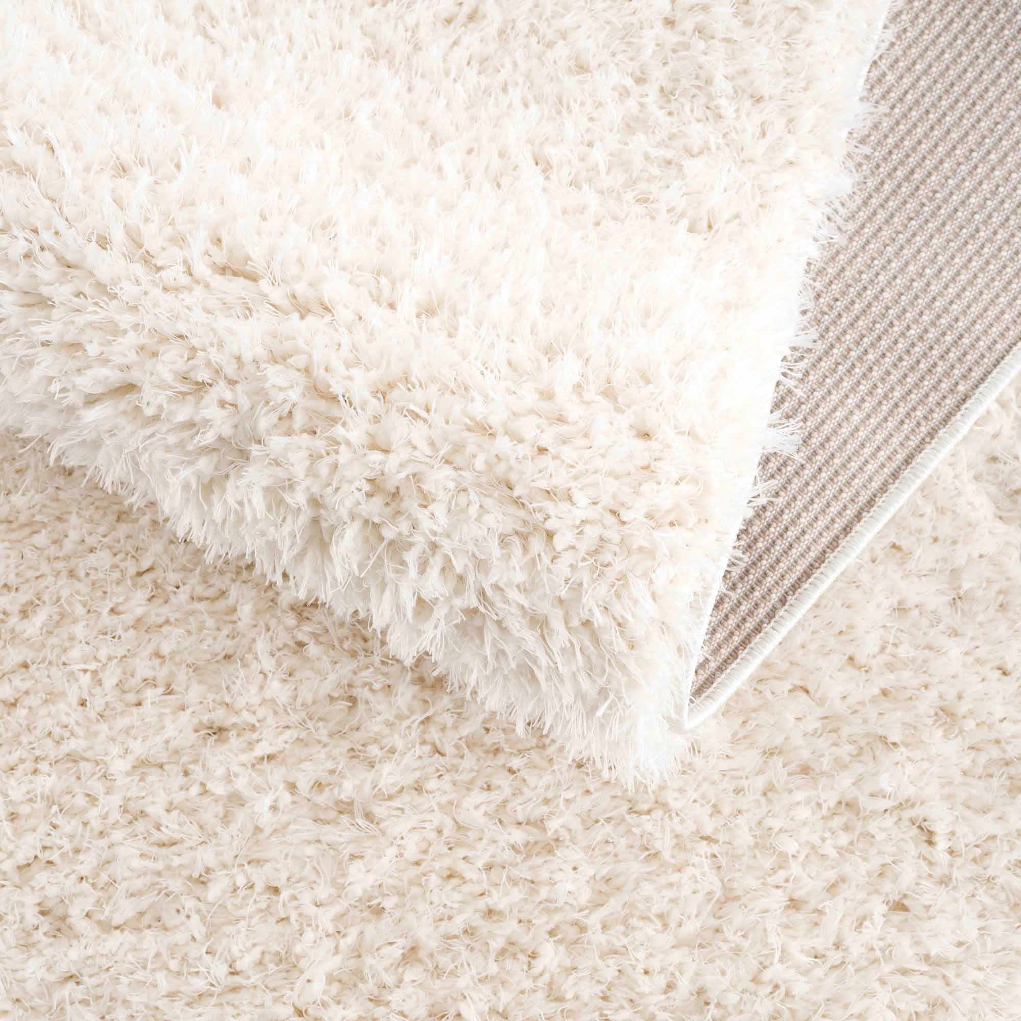 Hauteloom Faina Machine Washable Solid Shag Rug - Plain Living Room Bedroom Shaggy Area Rug - Fluffy Plush High Pile Carpet - Cream, Beige, Ivory - 9'3" x 12'