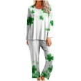 thumbnail image 2 of RKSTN St Patrick's Day Pajamas Set for Women Oversized Crewneck St Paddy's Day Lucky Shamrock Printed Loungewear Matching Sets Womens Casual Plus Size Loose Fits T Shirts and Pjs Pants 2 Piece Set, 2 of 6