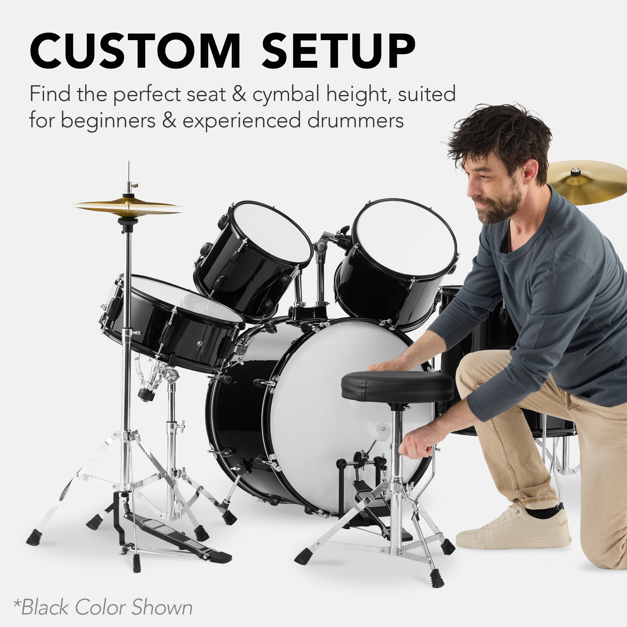 Best Choice Products 5-Piece Beginner Drum Set w/ Snare, Bass, Toms, Cymbal, Hi-Hat, Sticks, Drum Pedal - Red