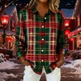 thumbnail image 4 of Women's Plaid Blouses Classic Long Sleeve Button Down Collared Shirts Casual Business Boho Tops Trendy Fall Outfits (L, Red), 4 of 6