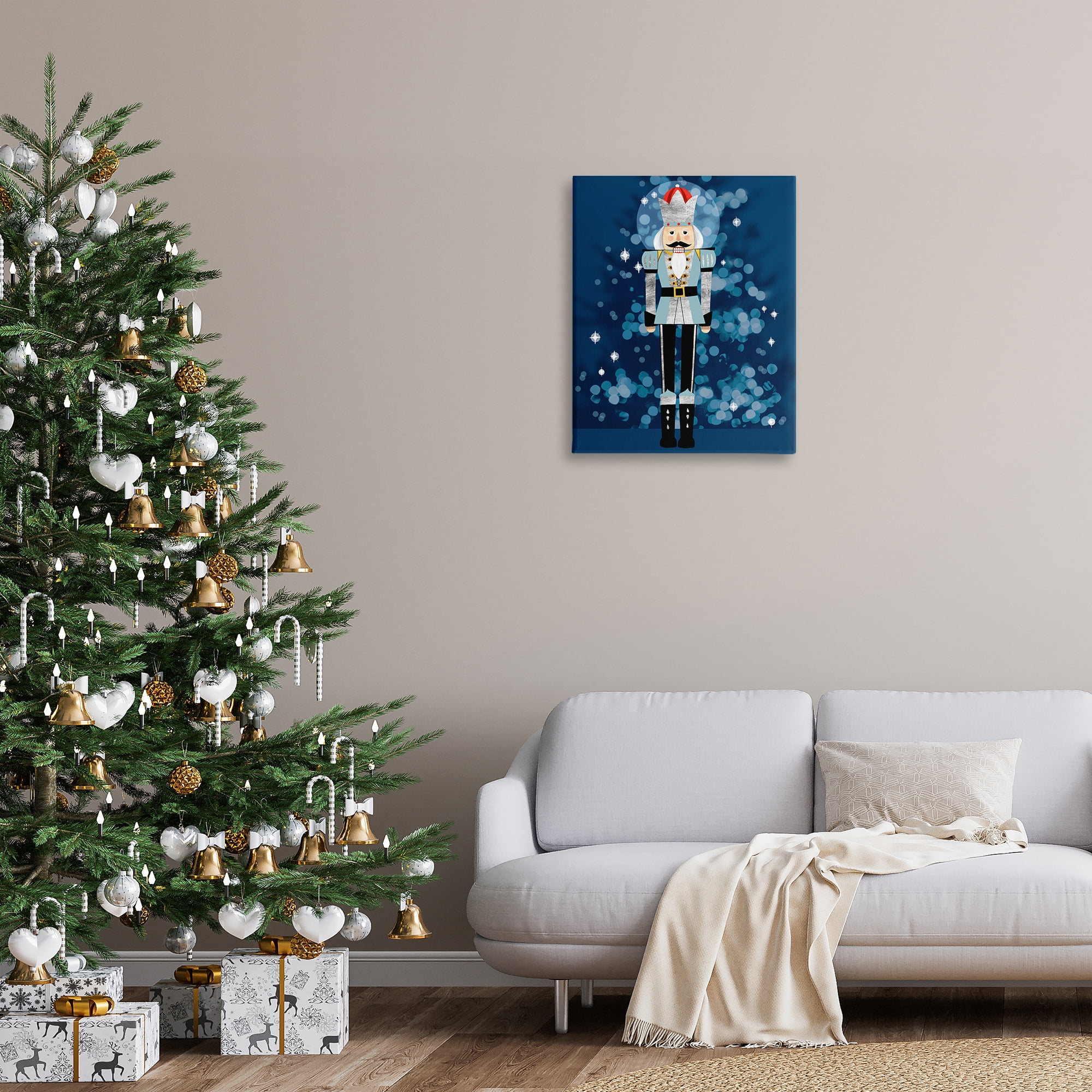 Stupell Industries Blue Holiday Nutcracker Holiday Painting Gallery Wrapped Canvas Art Print Wall Art, 24 x 30
