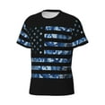 thumbnail image 3 of Yiaed Navy Camouflage American Flag Print Mens Short Sleeve Tight Fit T-Shirt, Crewneck Casual Tee-Medium, 3 of 5