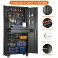 thumbnail image 5 of Aobabo Upgraded Metal Garage Cabinet with Wheels with 6 Pegboards & 1 Drawer, 71" H Lockable Steel Tool Storage Cabinet for Garage,Home,Office,Assembly Required,Black, 5 of 9