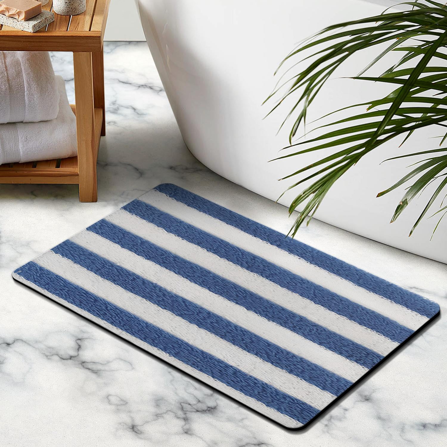 High-Quality Striped Microfiber Bathroom Rugs 20x32 in, Extra Thick, Absorbent Bath Mat, Anti-Slip for Safe Bathroom Experience, Machine Washable for Tub and Shower