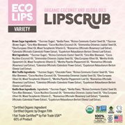 Eco Lips Organic Exfoliating Sugar Lip Scrub, Brown Sugar, Vanilla Bean, Mint, Mint Truffle 4 Pack Variety, 0.25 oz. jars