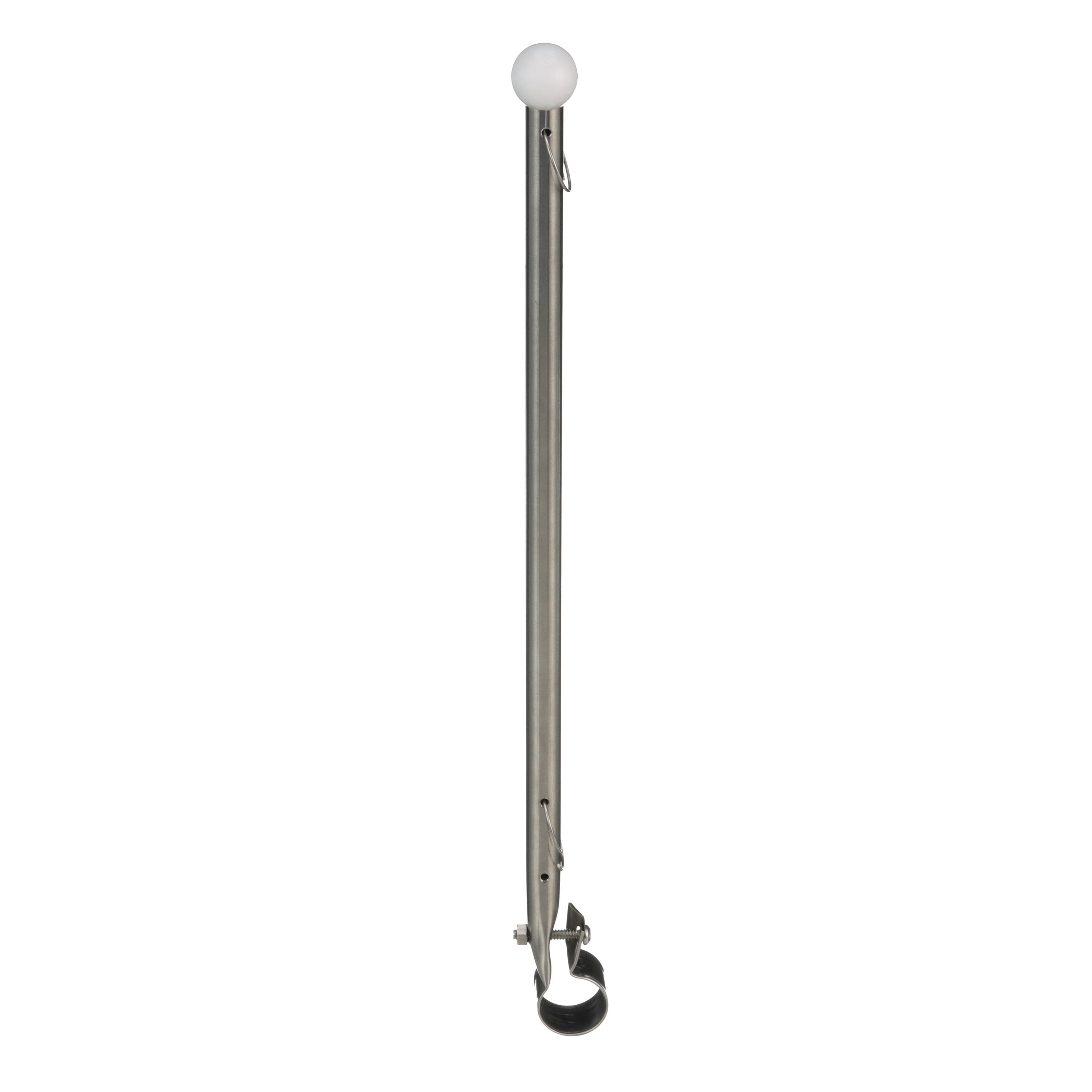 NEW Flag Pole w Round Rail Clamp-on for 7/8" rail  15"L  stainless  77001