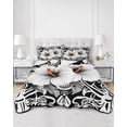 thumbnail image 3 of Black White Spring Floral King Size Down Alternative Comforter, Lightweight Comforter Quilt Bedding Set with Pillow Shams Summer Botanical Modern All Seasons Bed Comforter Duvet Insert 96"x106", 3 of 7