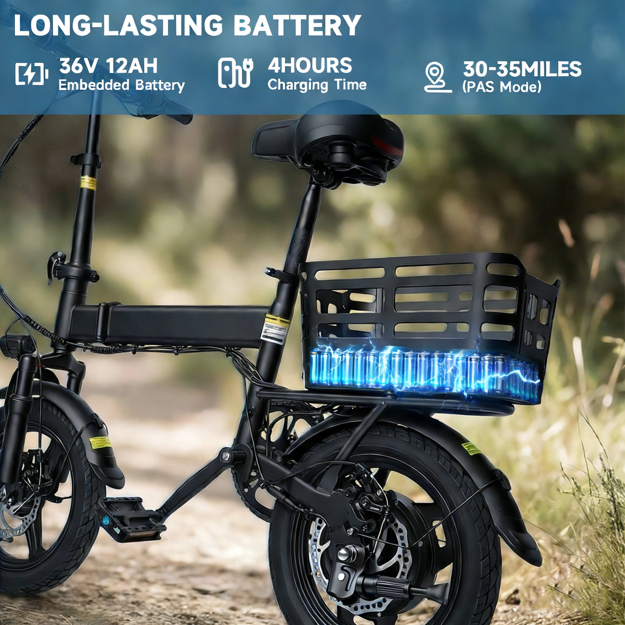 Electric Bike for Adults with Basket,500W Peak Motor,35 Miles 20 MPH,432WH Battery,14" Folding Ebike Bicycle,UL2849