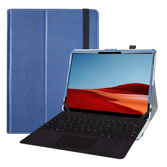 Labanema 13" NEW Microsoft Surface Pro X Case, PU Leather Folio Stand Protective Case, Cover for 13" NEW Microsoft Surface Pro X (Dark Blue)