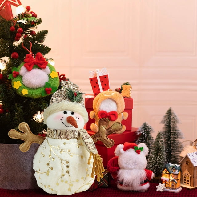 Muñeco de nieve navideño de peluche | Cojín suave para el respaldo y decoración navideña | Peluche blanco de 39 cm para niños y adultos | Regalo festivo para el dormitorio y la sala de estar