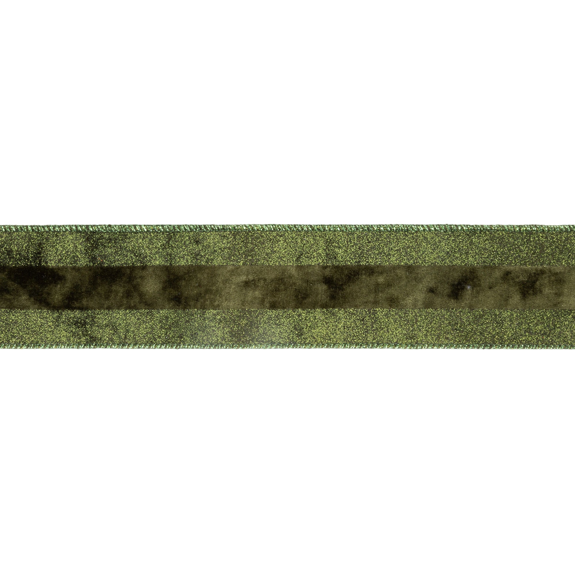 LaRibbons 2 1/2" Wired Ribbon, Dark Glitter with Dark Velvet Stripe, 10 Yard Roll