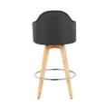 thumbnail image 5 of Ahoy Contemporary Fixed-Height Counter Stool With Natural Bamboo Legs And Round Chrome Metal Footrest With Charcoal, 5 of 7