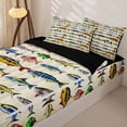 thumbnail image 3 of Homewish Colorful Fish Zipper Twin Comforter Sets with Fitted Sheet and 2 Pillowcases,Vintage Fishing Theme Zipper Bedding Set,Black Reversible,4-Piece, 3 of 7