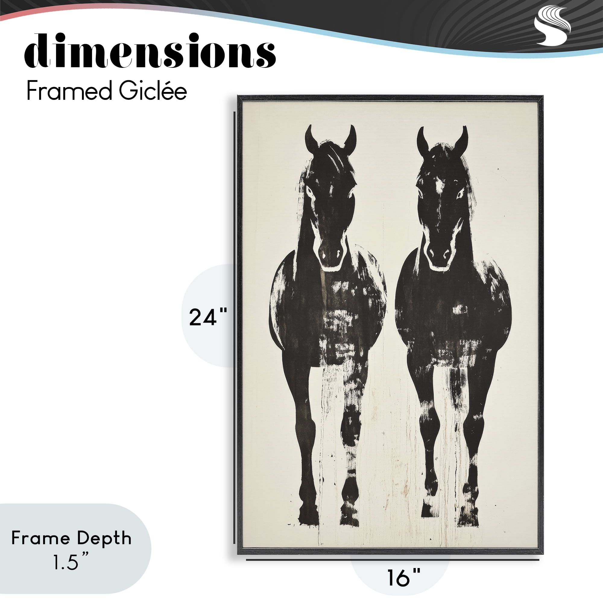 Stupell Industries Silhouetted Horse Couple Black Framed Giclee Art, design by Petal Prints Design