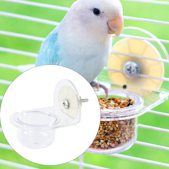 Comedero para pájaros, dispensador de comida, cuenco de acrílico transparente, fácil de limpiar, recipiente para comida, cuenco para mascotas, loro,