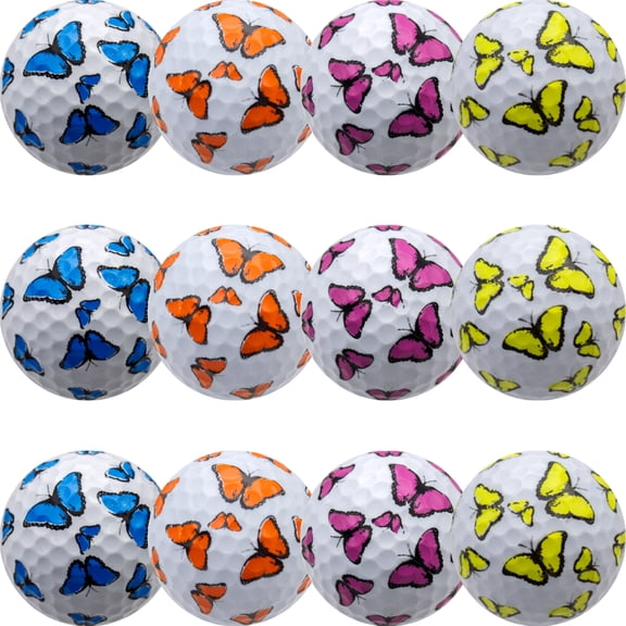 Butterfly Full Wrap Mixed Golf Balls, 12 Pack by GBM GOLF