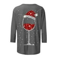 thumbnail image 4 of 3/4 Sleeve Christmas T Shirts for Women,Womens 3/4 Sleeve Tops Christmas Costumes for Adults Women's Shirts Casual 3/4 Sleeve Crewneck Blouses Tops, 4 of 5