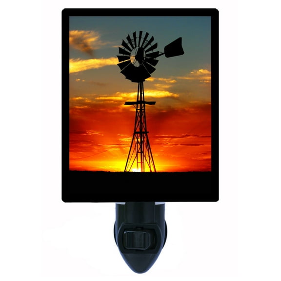 Night Light - Windmill at Sunset. | County Theme, Includes Free Switchable Insert, 4W Bulb, E12 Base