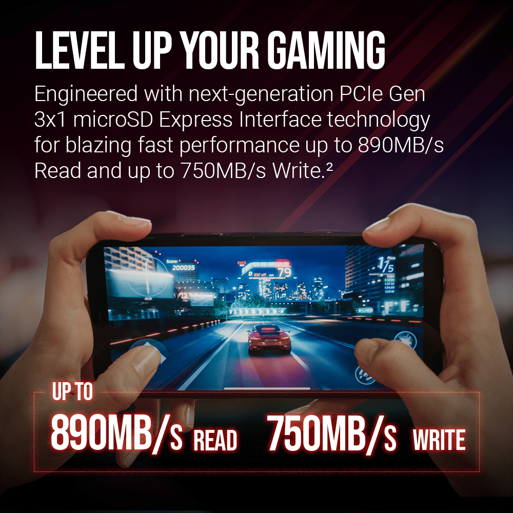 PNY microSD™ Express 256GB UHS-I U3 V30 A1 microSDXC Flash Memory Card, up to 890 Read & up to 750 Write, Compatible with Nintendo Switch 2