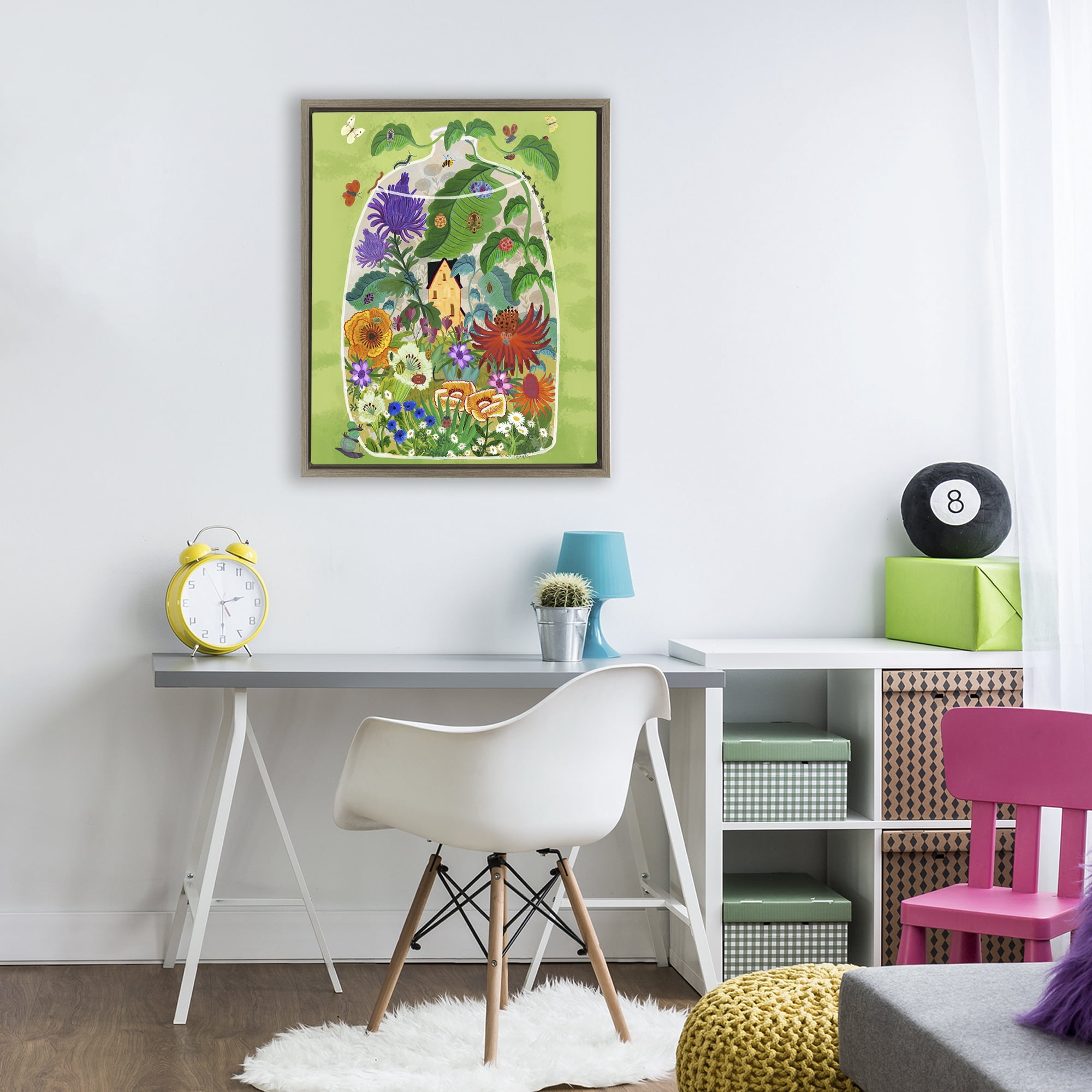 Stupell Industries Terrarium Bug Garden Brown Framed Floater Canvas Wall Art, design by Kay Widdowson