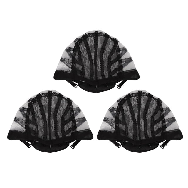 3 piezas de gorra de malla elástica para peluca, de nailon negro, transpirable, elástica, para maquillaje de cosplay.