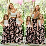 Women Girls Boho Maxi Long Floral Holiday Party Dress Family Matching Outfits