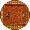 thumbnail image 1 of Ahgly Company Machine Washable Indoor Round Geometric Yellow Traditional Area Rugs, 6' Round, 1 of 4
