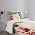 thumbnail image 4 of Ambesonne Christmas Quilted Bedspread Set 2 Pcs, Red Balls Ribbons, Twin Size, Green and Red, 4 of 5