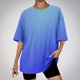 thumbnail image 2 of Tops Cortos para Mujeres, Gradiente Cuello Redondo Gota Hombro Camiseta de Manga Corta Top Casual Hecha de 95% Poliéster 5% Elastano, Camisetas Casuales para Mujer, 2 of 3