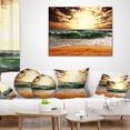 thumbnail image 3 of Designart Raging Green Waves At Sunset - Seashore Throw Pillow - 18x18, 3 of 4