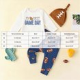 thumbnail image 6 of TOWED22 Newborn Baby Boy Football Outfit Fall Winter Game Day Long Sleeve Romper with Pants and Hat 3Pcs Set 0 3 6 9 12 18 24 Months,Blue,3-6 M, 6 of 9